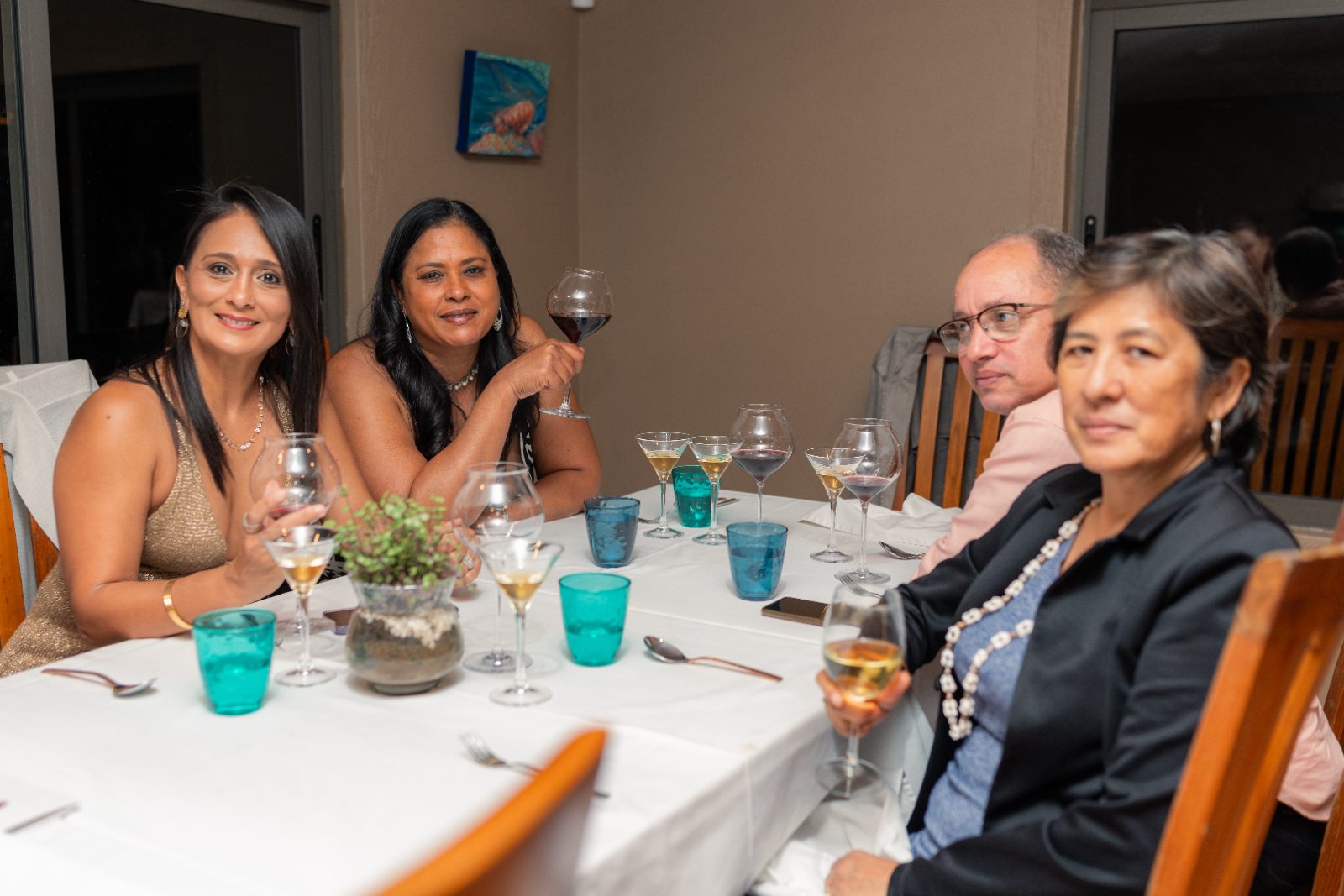 A private dinner in progress at Amigo, Cap Malheureux